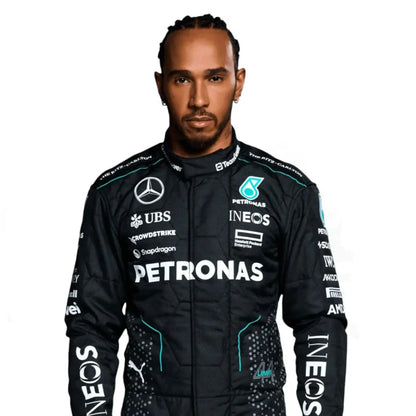 2024 Lewis Hamilton Mercedes Race Suit | Premium F1 Replica Racing Suit