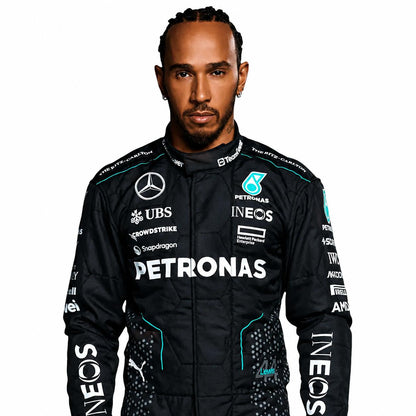 2024 Lewis Hamilton Mercedes Race Suit | Premium F1 Replica Racing Suit