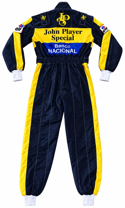 Ayrton Senna JPS Nacional 1985 Racing Suit – Vintage F1 Replica