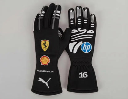 Black Charles Leclerc #16 HP Edition Racing Gloves – Karting & Motorsport