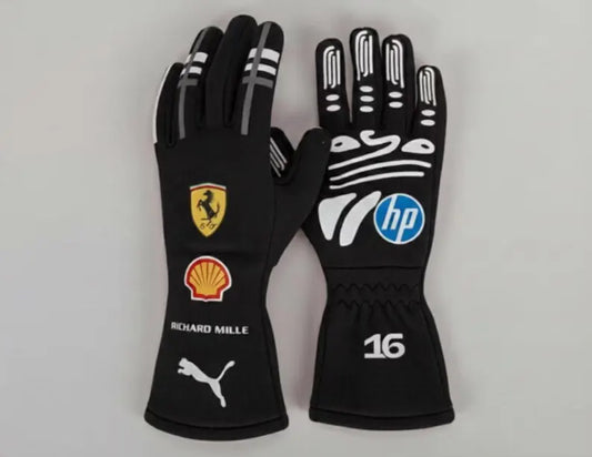 Black Charles Leclerc #16 HP Edition Racing Gloves – Karting & Motorsport